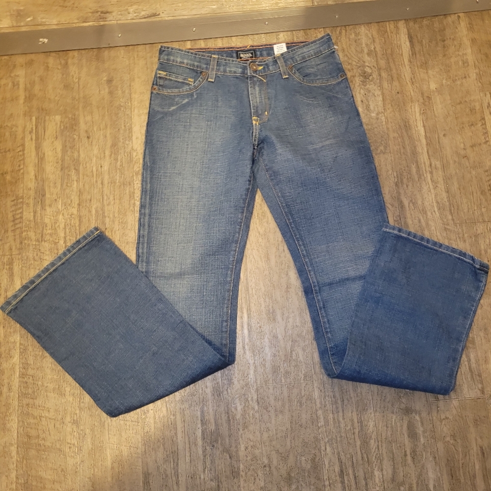 Von Dutch Blue Jeans with Red Logo Patch Vintage Womens Size 27 - Picture 2 of 9